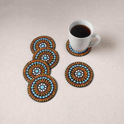 Multicolor - Handpainted Mandala Art Wooden Coasters (Set of 6) 12