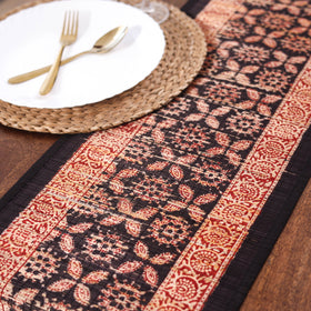 Black Natural Bamboo Bagh Block Printed Dining Table Runner