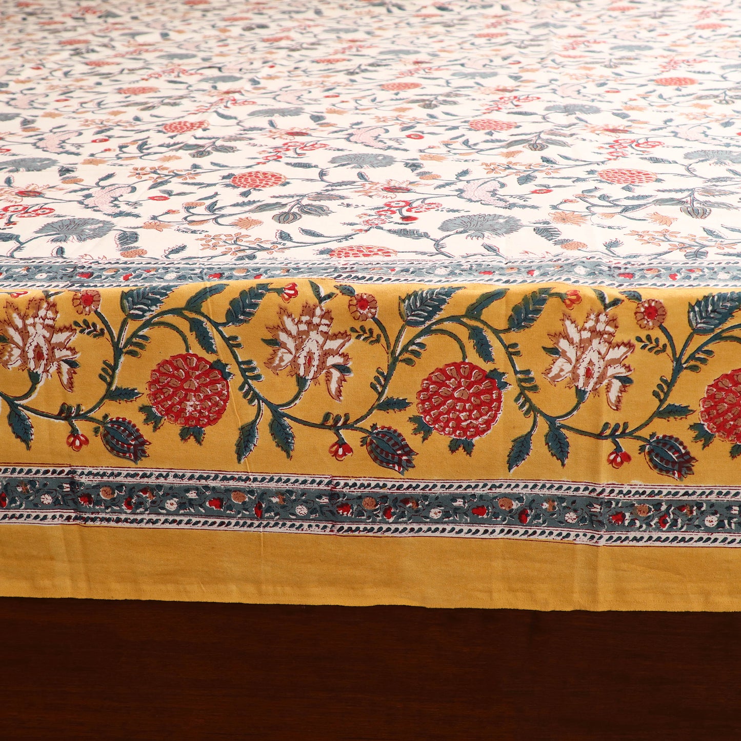 Sanganeri Hand Block Print Cotton Double Bedsheet Set (108 x 90 in) 10