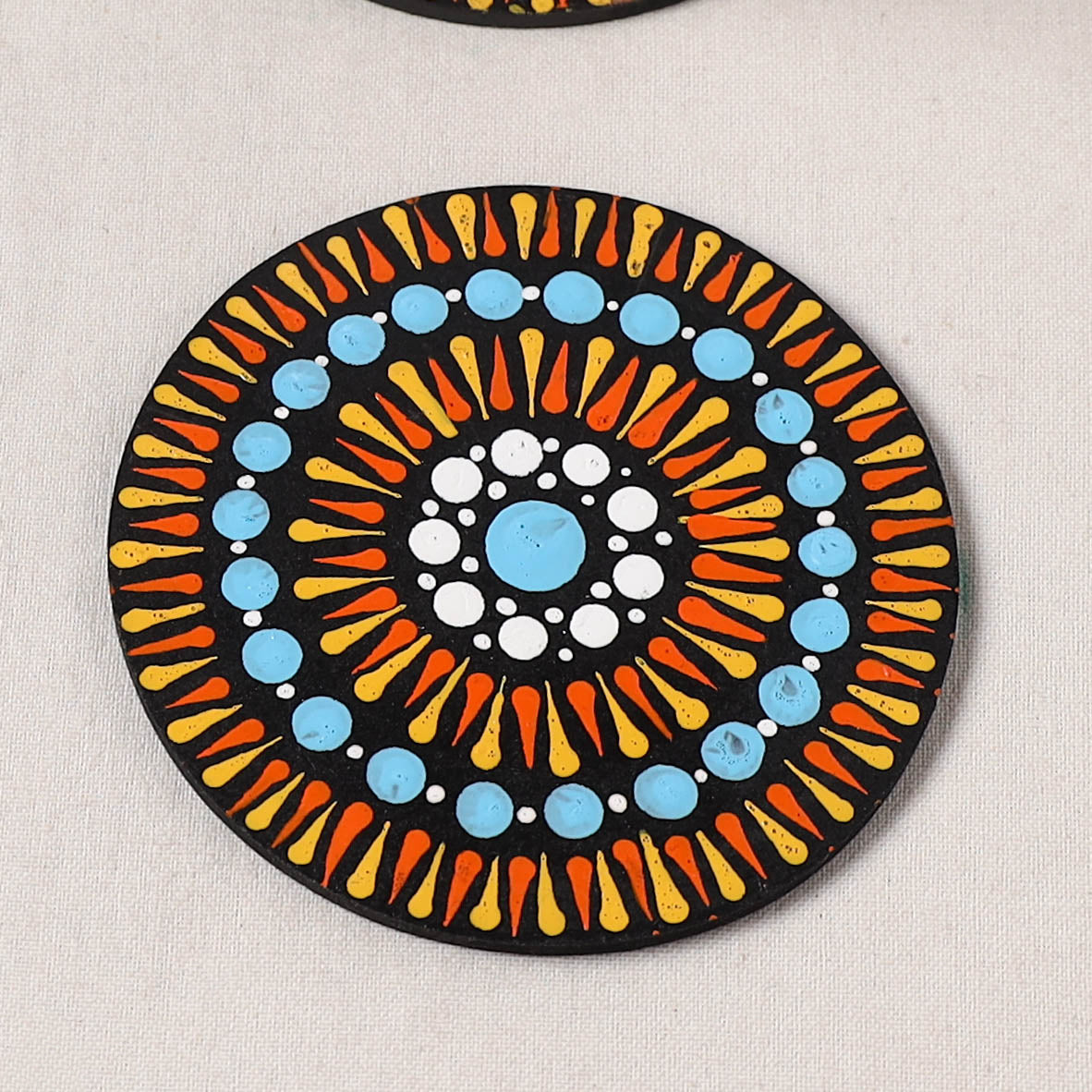 Multicolor - Handpainted Mandala Art Wooden Coasters (Set of 6) 12