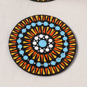 Multicolor - Handpainted Mandala Art Wooden Coasters (Set of 6) 12