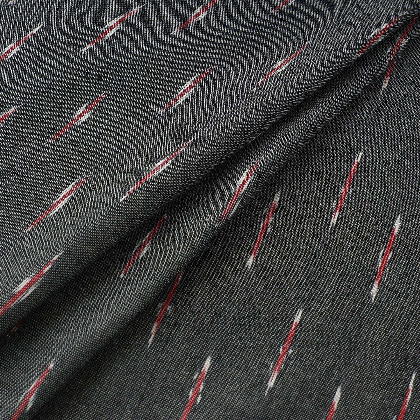 Grey - Gray - Pochampally Ikat Weave Cotton Fabric 12