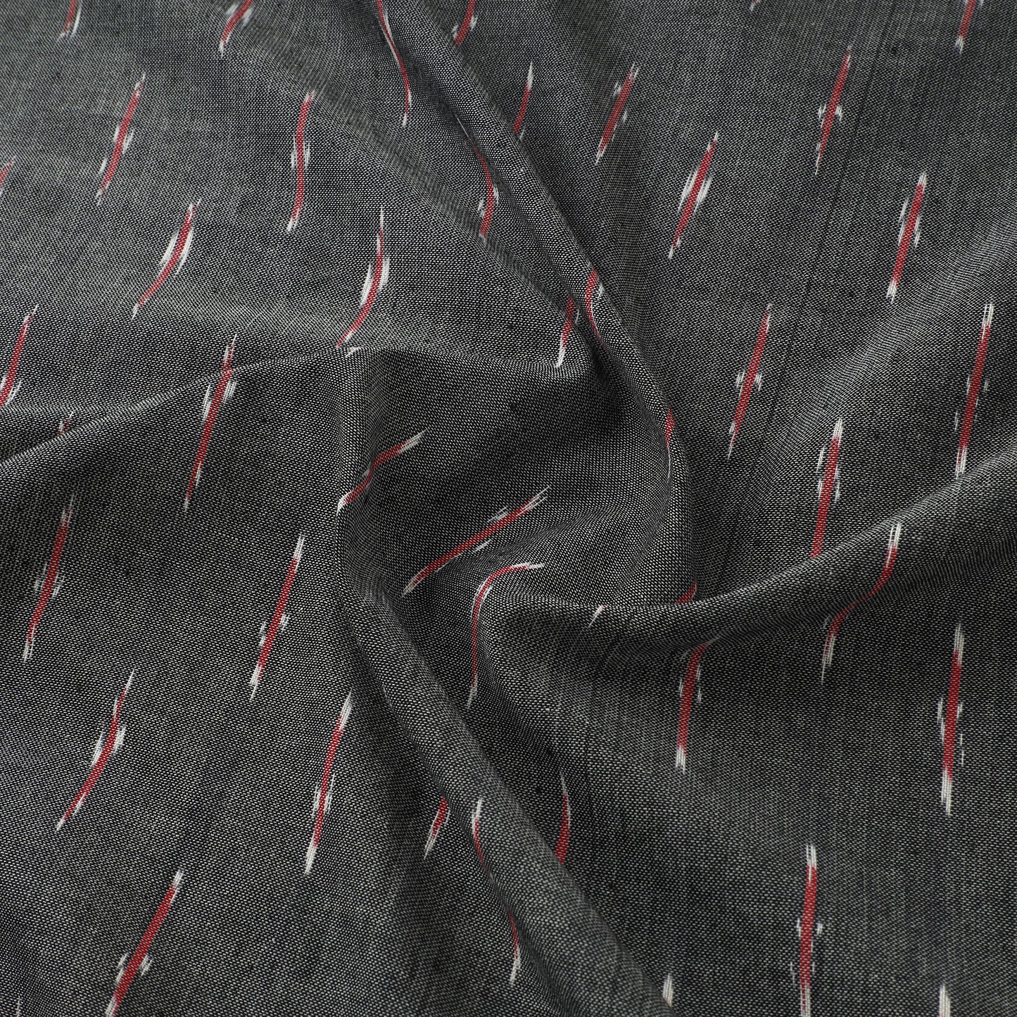 Grey - Gray - Pochampally Ikat Weave Cotton Fabric 12