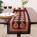 Black Natural Bamboo Bagh Block Printed Dining Table Runner