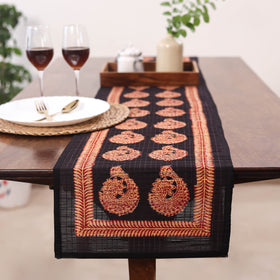 Black Natural Bamboo Bagh Block Printed Dining Table Runner