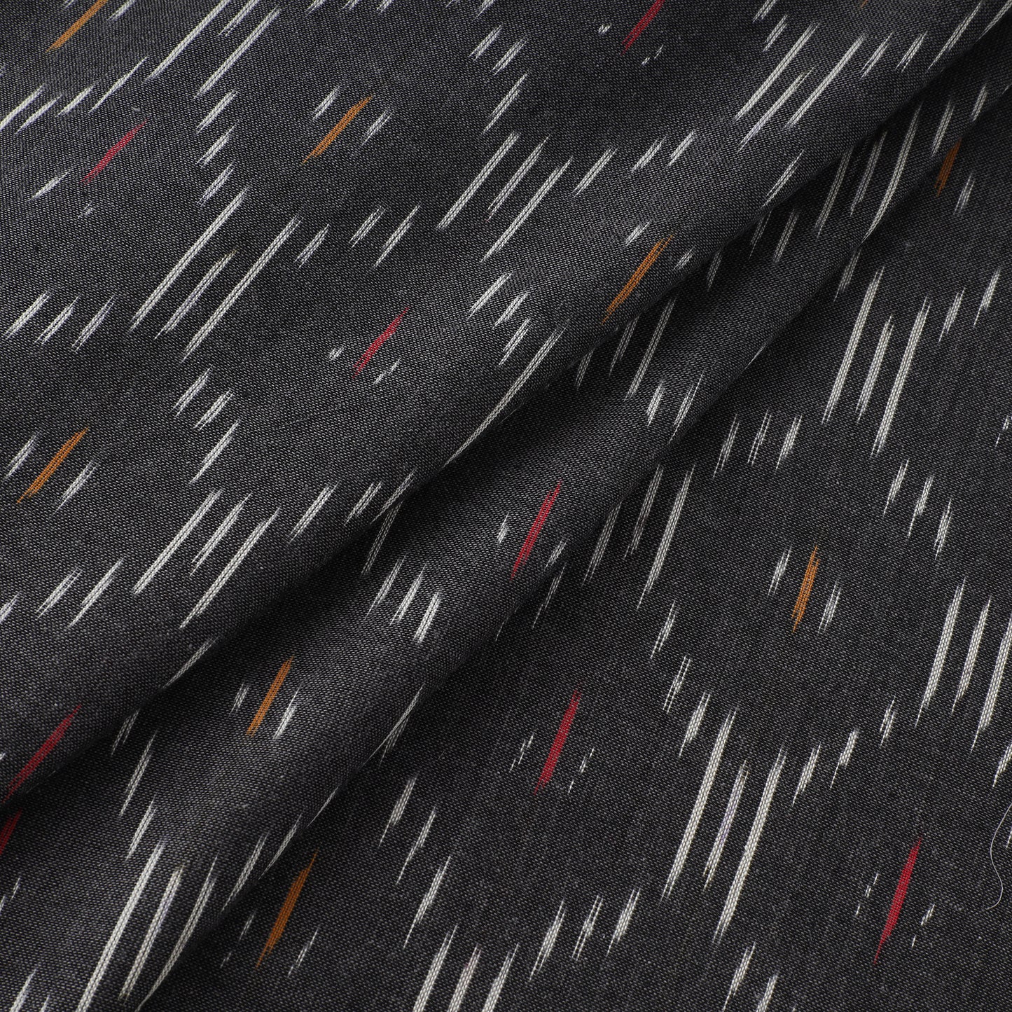 Black - Pochampally Ikat Weave Cotton Fabric 13