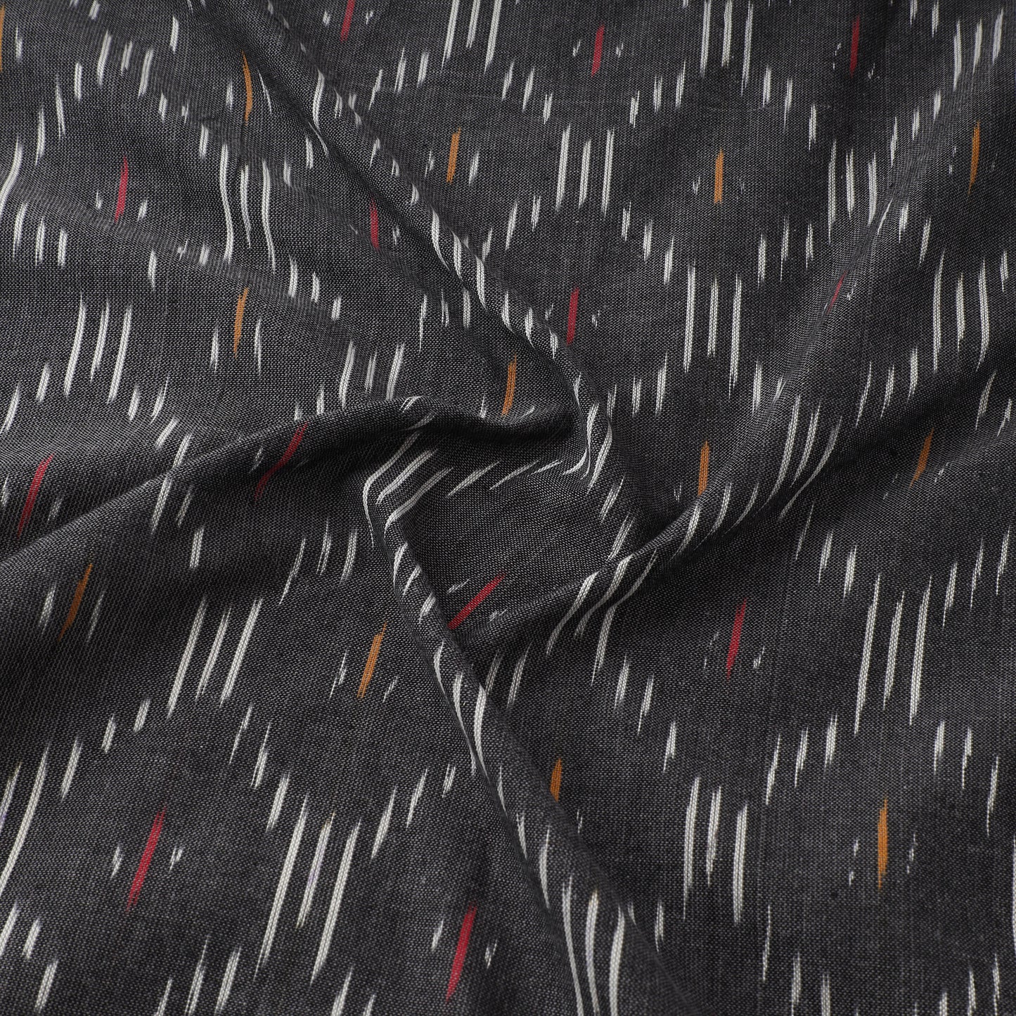 Black - Pochampally Ikat Weave Cotton Fabric 13