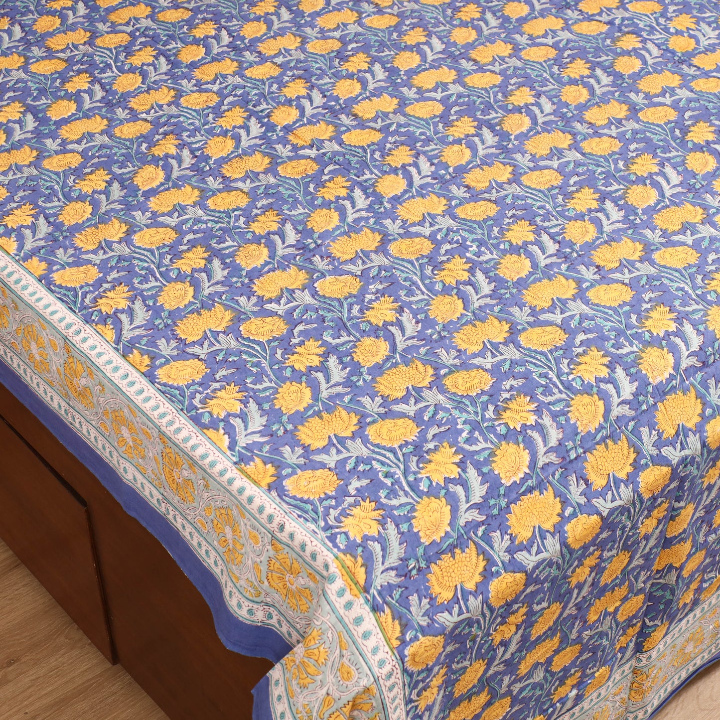 Sanganeri Hand Block Print Cotton Double Bedsheet Set (108 x 90 in) 11