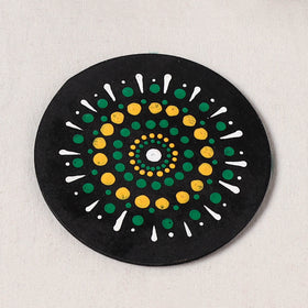Green - Handpainted Mandala Art Wooden Coasters (Set of 6) 14