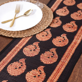 Black Natural Bamboo Bagh Block Printed Dining Table Runner