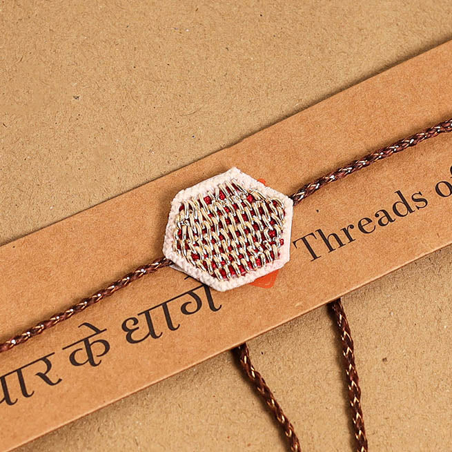 Hand Embroidered Thread Work Rakhi
