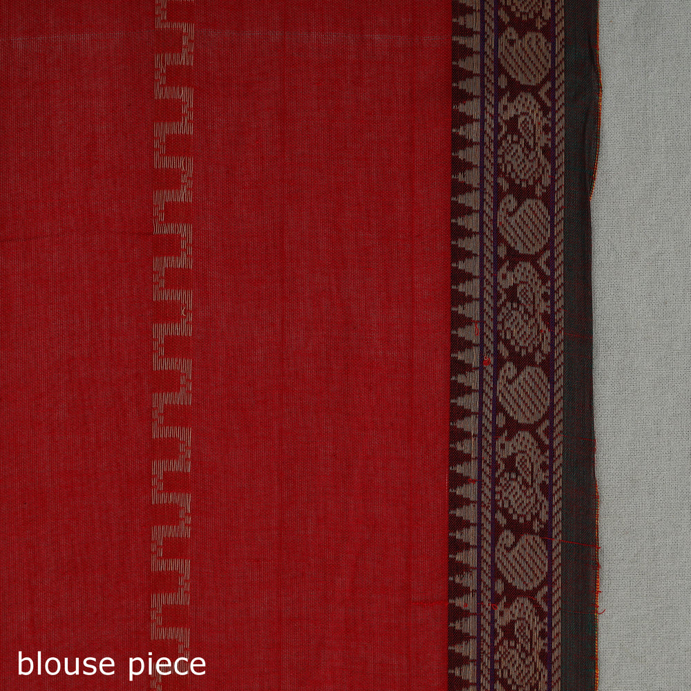 Red - Mercerised Cotton Thread Border Dharwad Saree 14