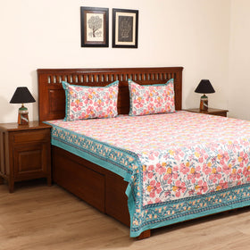 Sanganeri Hand Block Print Cotton Double Bedsheet Set (108 x 90 in) 12