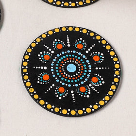 Multicolor - Handpainted Mandala Art Wooden Coasters (Set of 6) 15