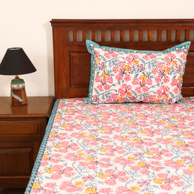 Sanganeri Hand Block Print Cotton Double Bedsheet Set (108 x 90 in) 12
