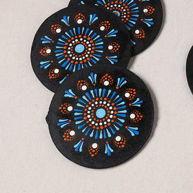 Blue - Handpainted Mandala Art Wooden Coasters (Set of 6) 16