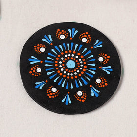 Blue - Handpainted Mandala Art Wooden Coasters (Set of 6) 16