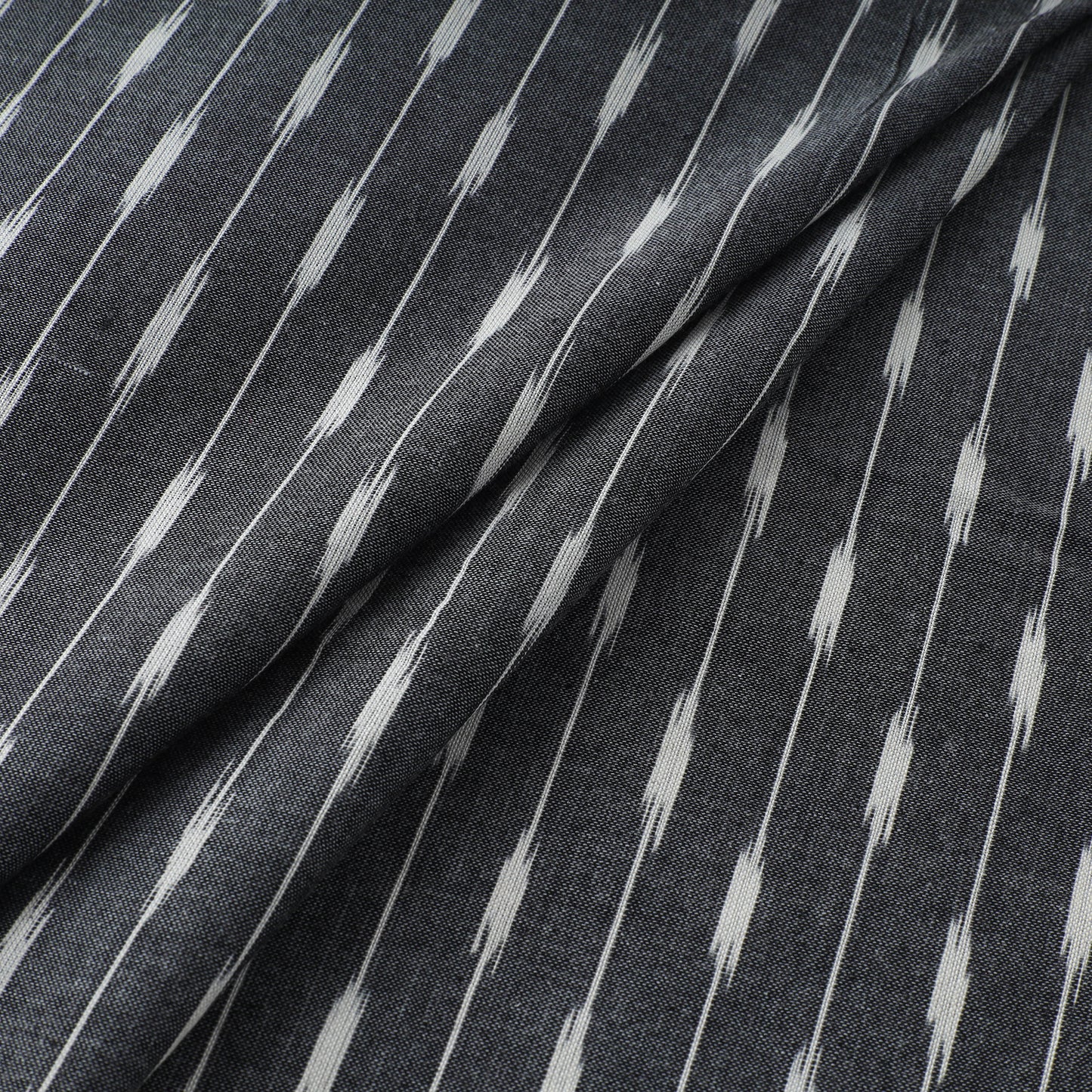 Grey - Gray - Pochampally Ikat Weave Cotton Fabric 17