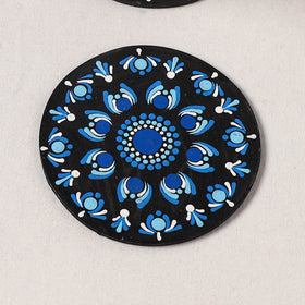 Blue - Handpainted Mandala Art Wooden Coasters (Set of 6) 18