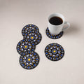 Blue - Handpainted Mandala Art Wooden Coasters (Set of 6) 19
