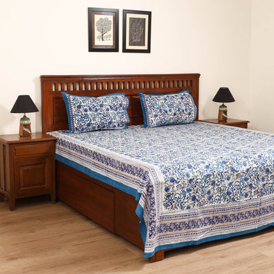 Sanganeri Hand Block Print Cotton Double Bedsheet Set (108 x 90 in) 14