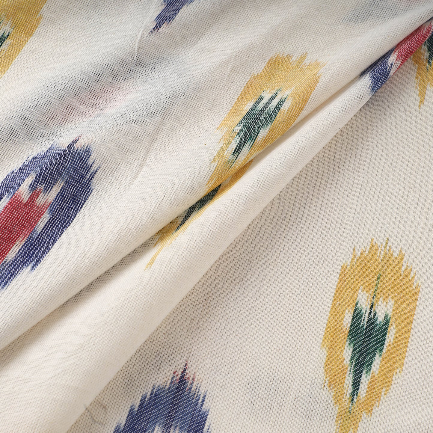 White - Pochampally Ikat Weave Cotton Fabric 19