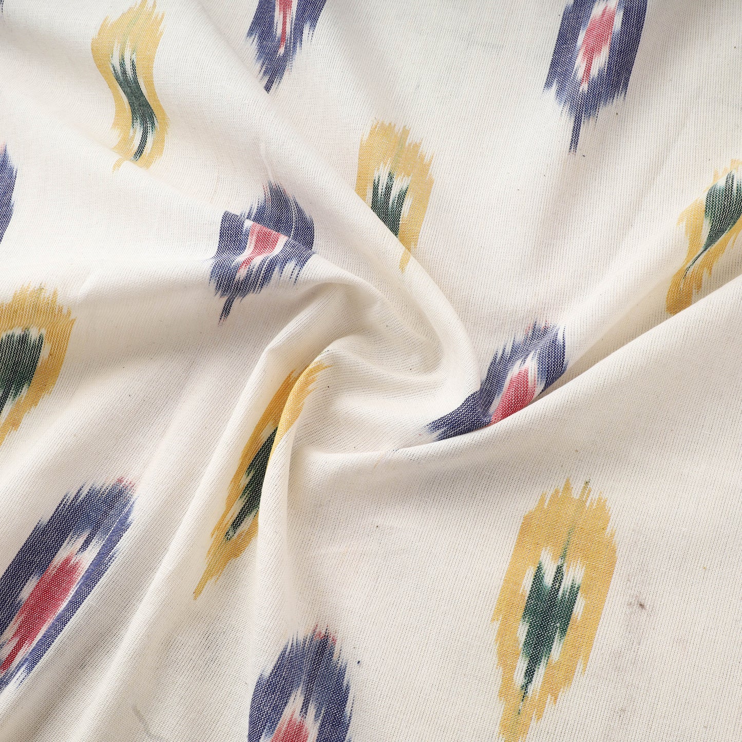 White - Pochampally Ikat Weave Cotton Fabric 19