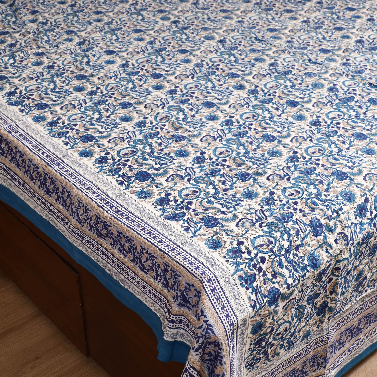Sanganeri Hand Block Print Cotton Double Bedsheet Set (108 x 90 in) 14