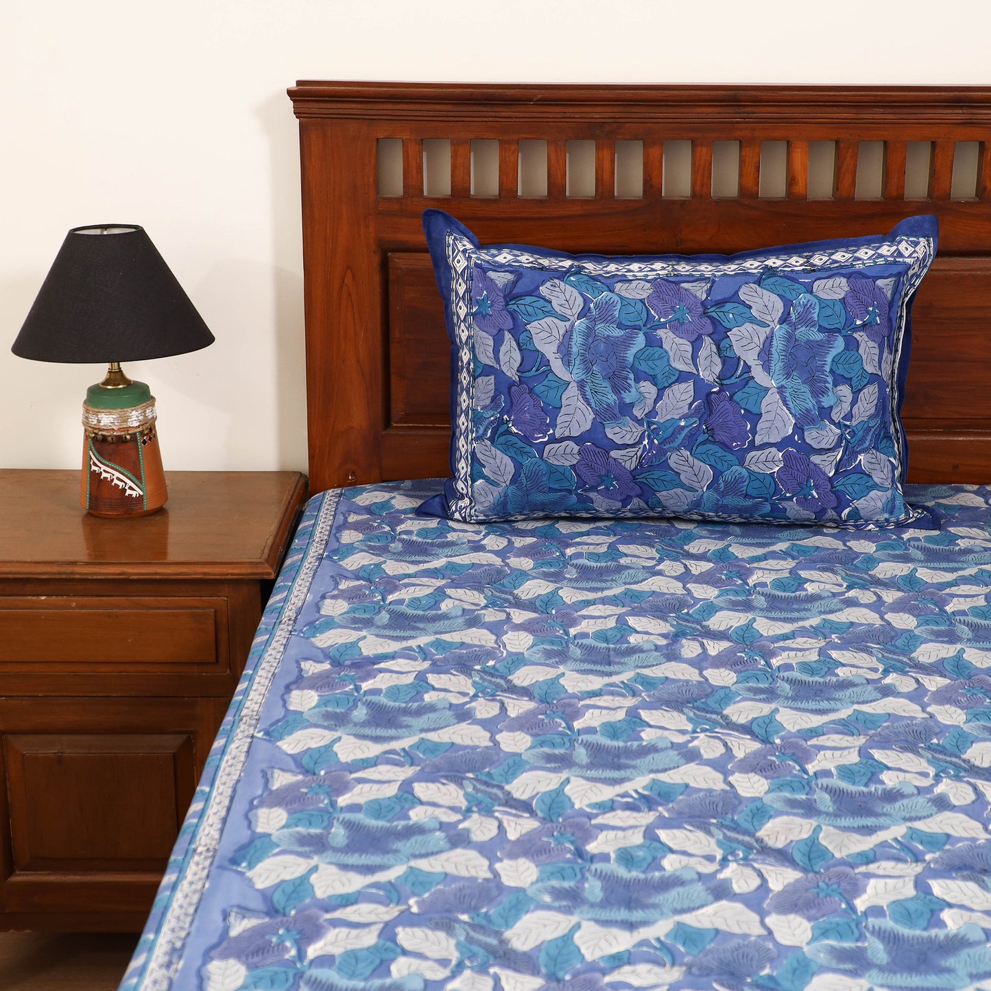 Sanganeri Hand Block Print Cotton Double Bedsheet Set (108 x 90 in) 15