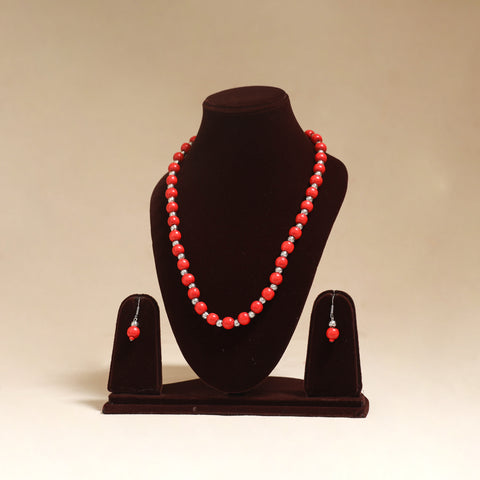 Red - Handmade Wooden Beads GS Necklace Set 01