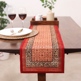 Red Natural Bamboo Bagh Block Printed Dining Table Runner