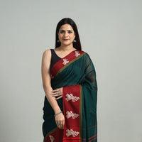 Green - Mercerised Cotton Thread Border Dharwad Saree 17