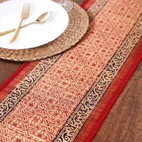 Red Natural Bamboo Bagh Block Printed Dining Table Runner