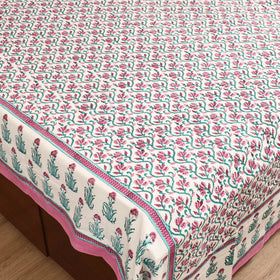 Sanganeri Hand Block Print Cotton Double Bedsheet Set (108 x 90 in) 16