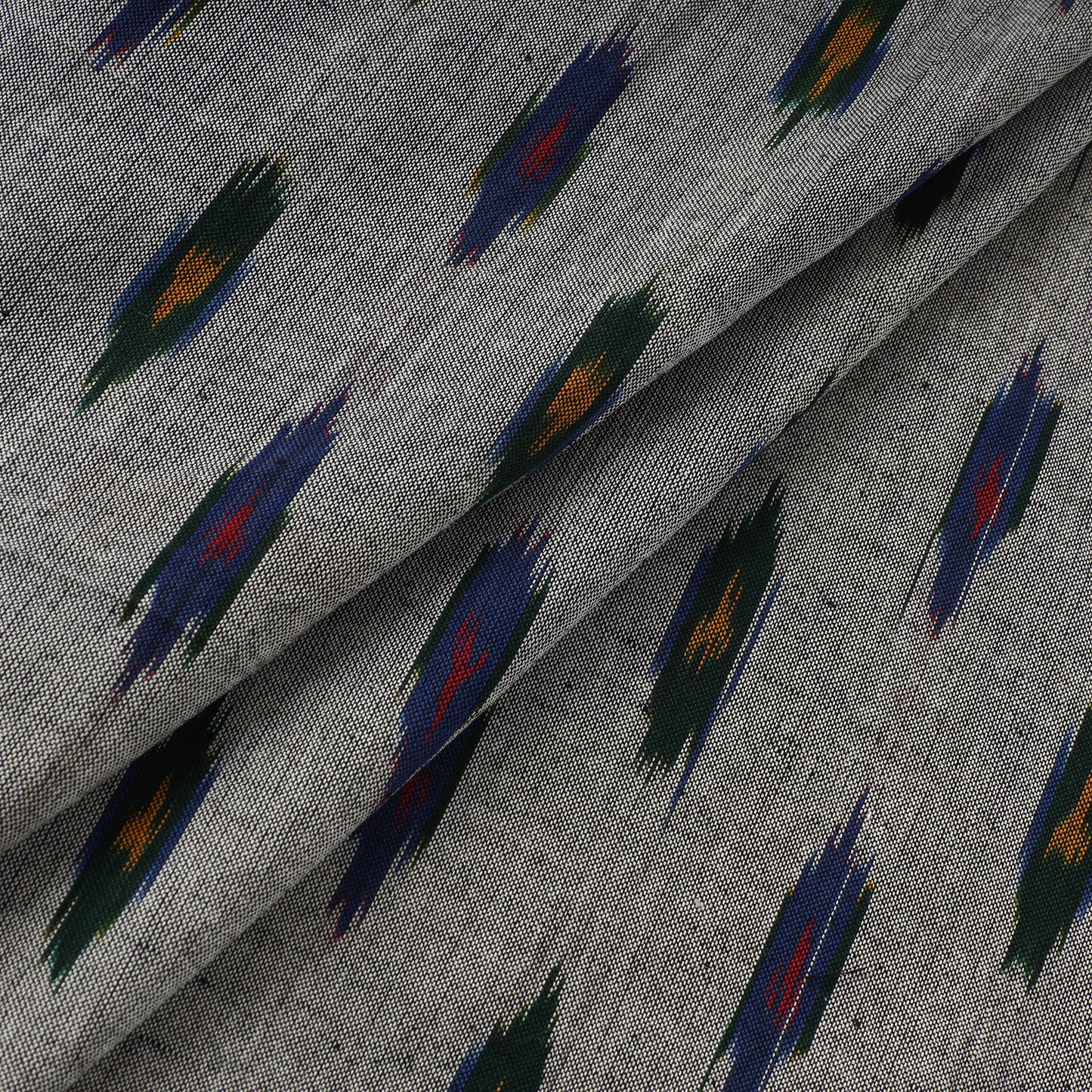 Grey - Gray - Pochampally Ikat Weave Cotton Fabric 23
