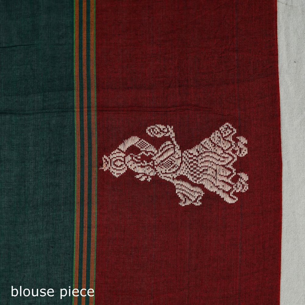 Green - Mercerised Cotton Thread Border Dharwad Saree 17