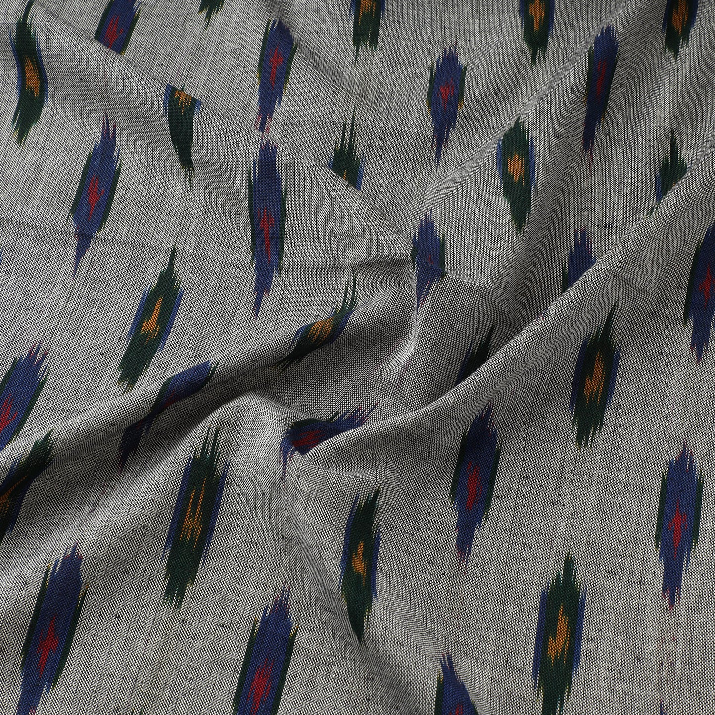 Grey - Gray - Pochampally Ikat Weave Cotton Fabric 23