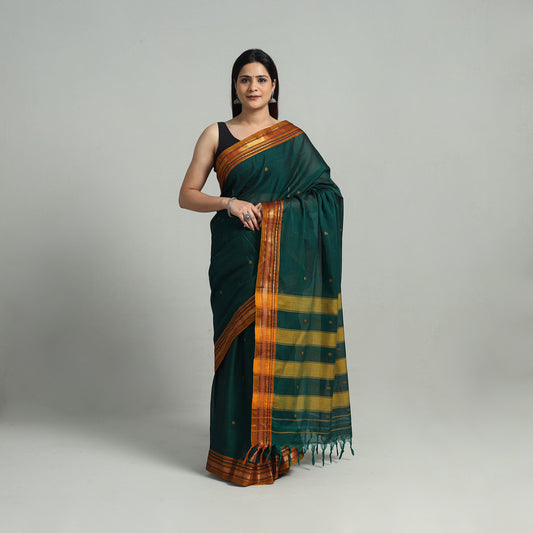 Green - Mercerised Cotton Zari Border Dharwad Saree 18