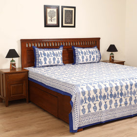 Sanganeri Hand Block Print Cotton Double Bedsheet Set (108 x 90 in) 17