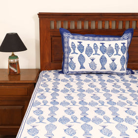 Sanganeri Hand Block Print Cotton Double Bedsheet Set (108 x 90 in) 17