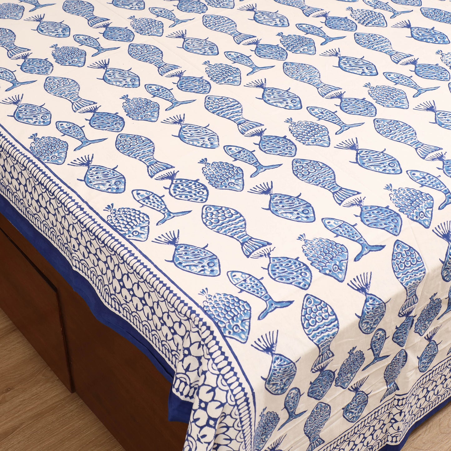 Sanganeri Hand Block Print Cotton Double Bedsheet Set (108 x 90 in) 17