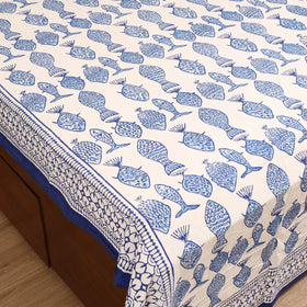 Sanganeri Hand Block Print Cotton Double Bedsheet Set (108 x 90 in) 17