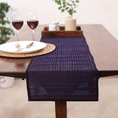 Purple Natural Bamboo Bagh Block Printed Dining Table Runner
