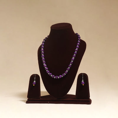 Purple - Handmade Wooden Beads GS Necklace Set 04