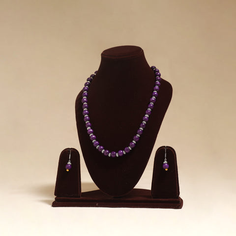 Purple - Handmade Wooden Beads GS Necklace Set 04