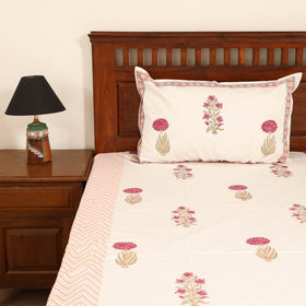 Sanganeri Hand Block Print Cotton Double Bedsheet Set (108 x 90 in) 18