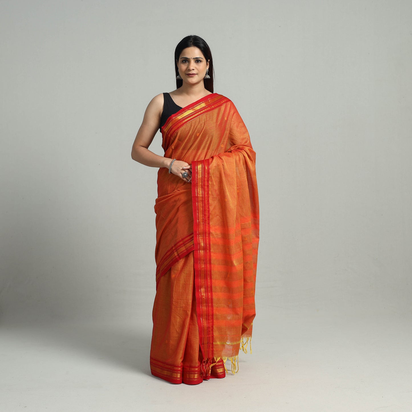 Mercerised Cotton Zari Border Dharwad Saree 19