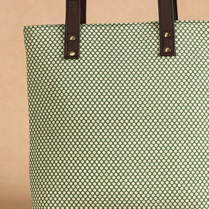 Green - Handcrafted Sanganeri Printed Leather Shoulder Bag