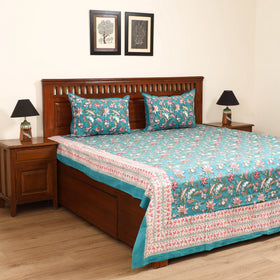Sanganeri Hand Block Print Cotton Double Bedsheet Set (108 x 90 in) 19