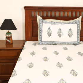 Sanganeri Hand Block Print Cotton Double Bedsheet Set (108 x 90 in) 20